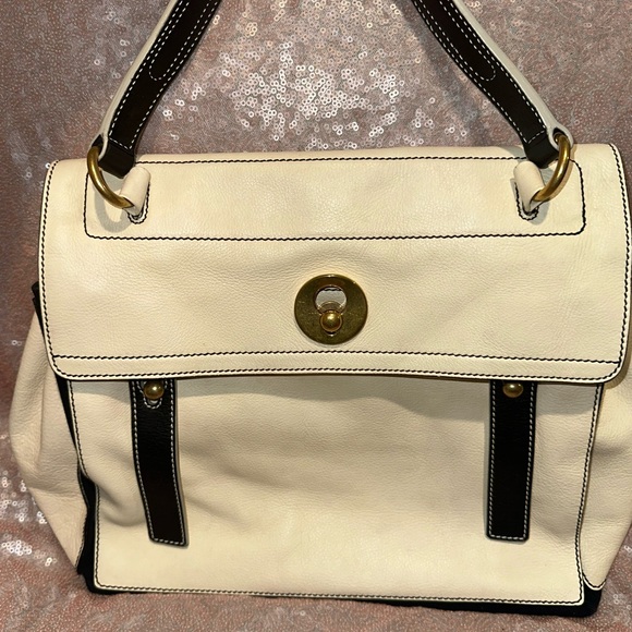 Yves Saint Laurent Handbags - Yves Saint Laurent Cream and Black Shoulder Bag